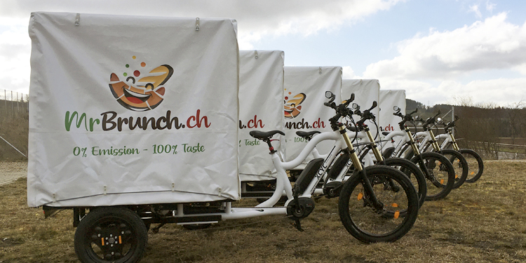 MrBrunch nutzt XCYC-Lastenräder Emissionsfreie – Auslieferung bestellter Brunchboxen in Zürich