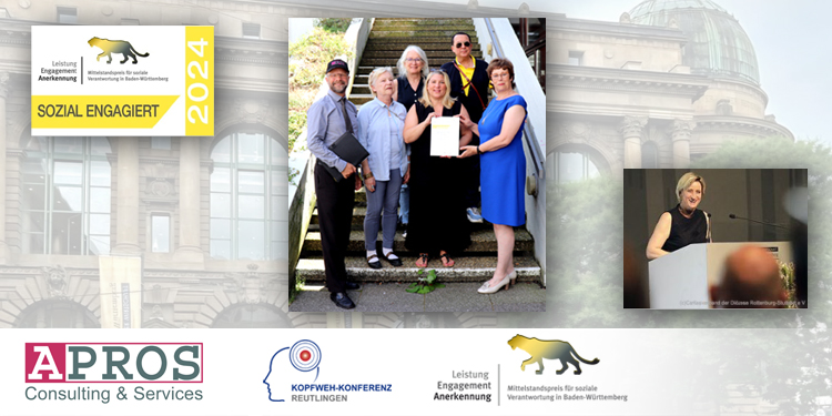 Kopfweh-Konferenz Reutlingen erhält Urkunde für soziales Engagement gemeinsam mit APROS Consulting & Services