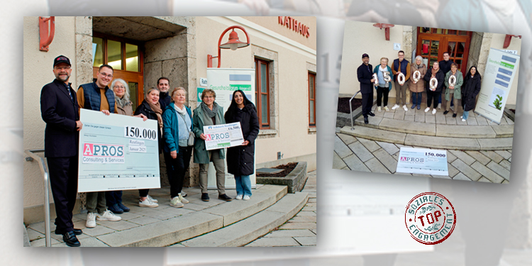 Spendensumme 150.000 Euro der APROS Consulting & Services GmbH erreicht – Bürgermeister Eric Sindek gratuliert
