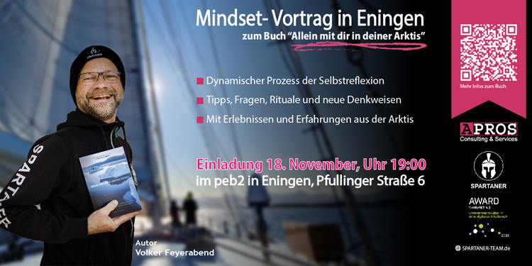 Mindset Multimedia-Vortrag „Dein Eis brechen und mentale Stärke finden“ von Volker Feyerabend am 18.11. im peb2 Eningen
